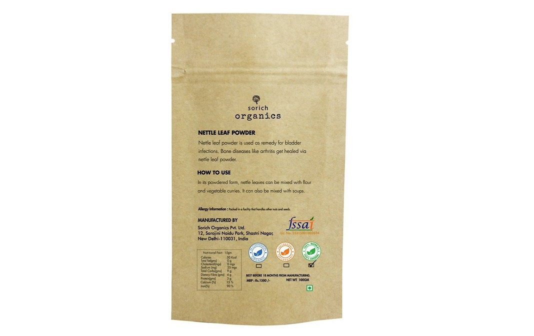 Sorich Organics Nettle Leaf Powder Pure Herb   Pack  100 grams
